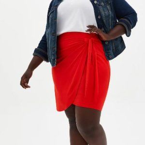 Torrid Red Faux Wrap Mini Skirt